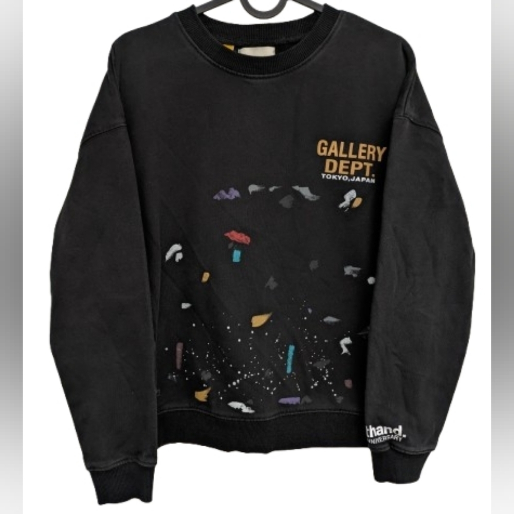 Gallery Dept Paint Splatter Tokyo Logo Crewneck Sweatshirt Black Size S